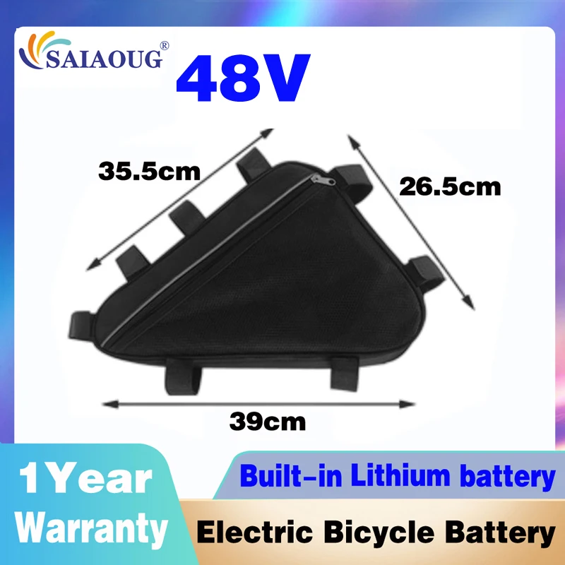 

Triangle Bag Battery 48V 20ah/24ah/30Ah/35AH/40AH/50ah eBike Battery Pack With 500W 750W 1000W 1500W 2000W BMS 5A Charger