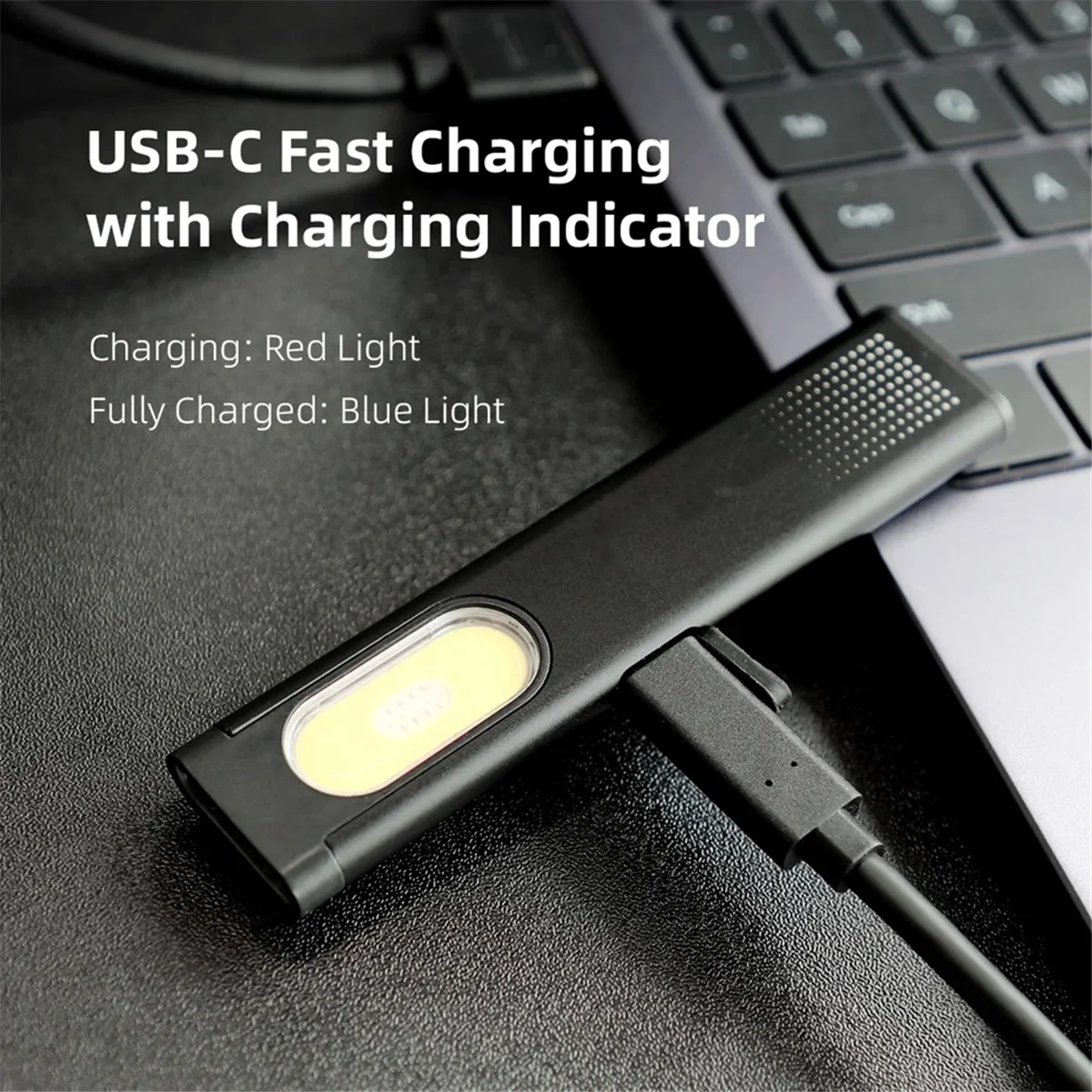 Torcia a LED USB-C ricaricabile 470Lm Mini torcia portatile Lanterna tascabile Luce da lavoro con clip posteriore magnetica