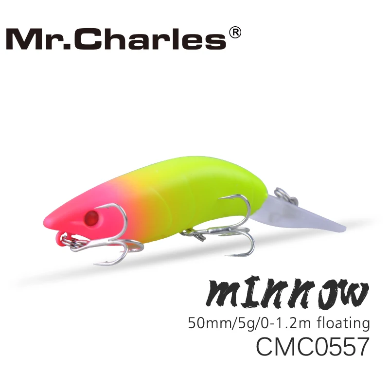 Mr.charles-ハードフィッシングルアー,フローティングフック,50mm/5g,0〜1.2m