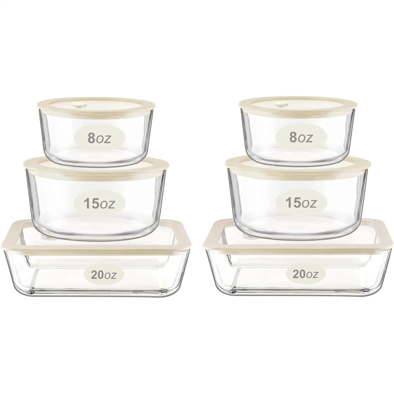 

Glass Food Storage Containers Set with Airtight Leakproof Lids, 6 Pack for Meal Prep