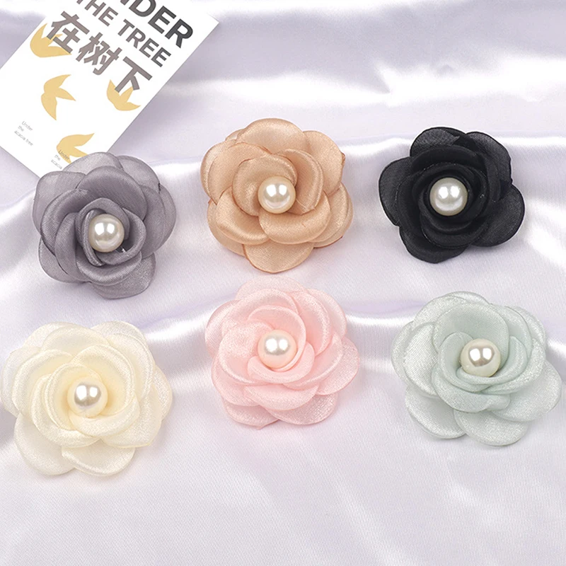 1PCS 3D Fabric Flowers 5cm Mesh Gauze Flowers For DIY Wedding Party Decorations Floral Wreath Scrapbook Craft