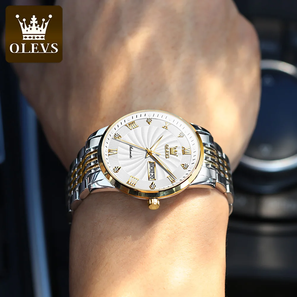 OLEVS Top Brand Watch Men Luxury Automatic Mechanical Business Male Watch Luminous Stainless Steel Waterproof montre homme 6630