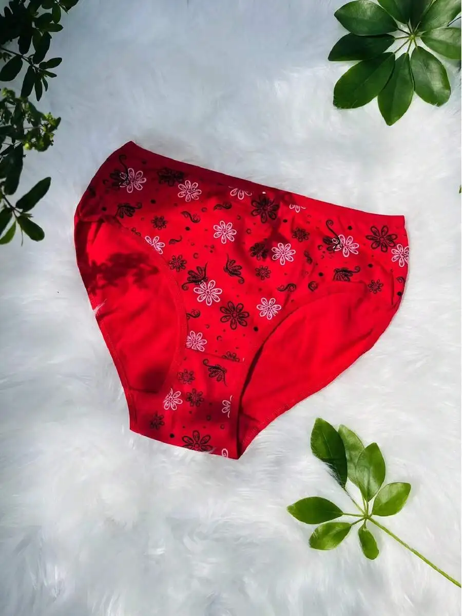 

Womens Cotton Briefs Floral Print Comfortable Breathable Stretchy Plus Size Underwear