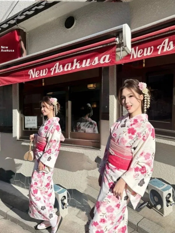 

Традиционное японское платье в стиле кимоно для фотосессий, двусторонний халат, модная этническая одежда для молодых женщин, летний сезон