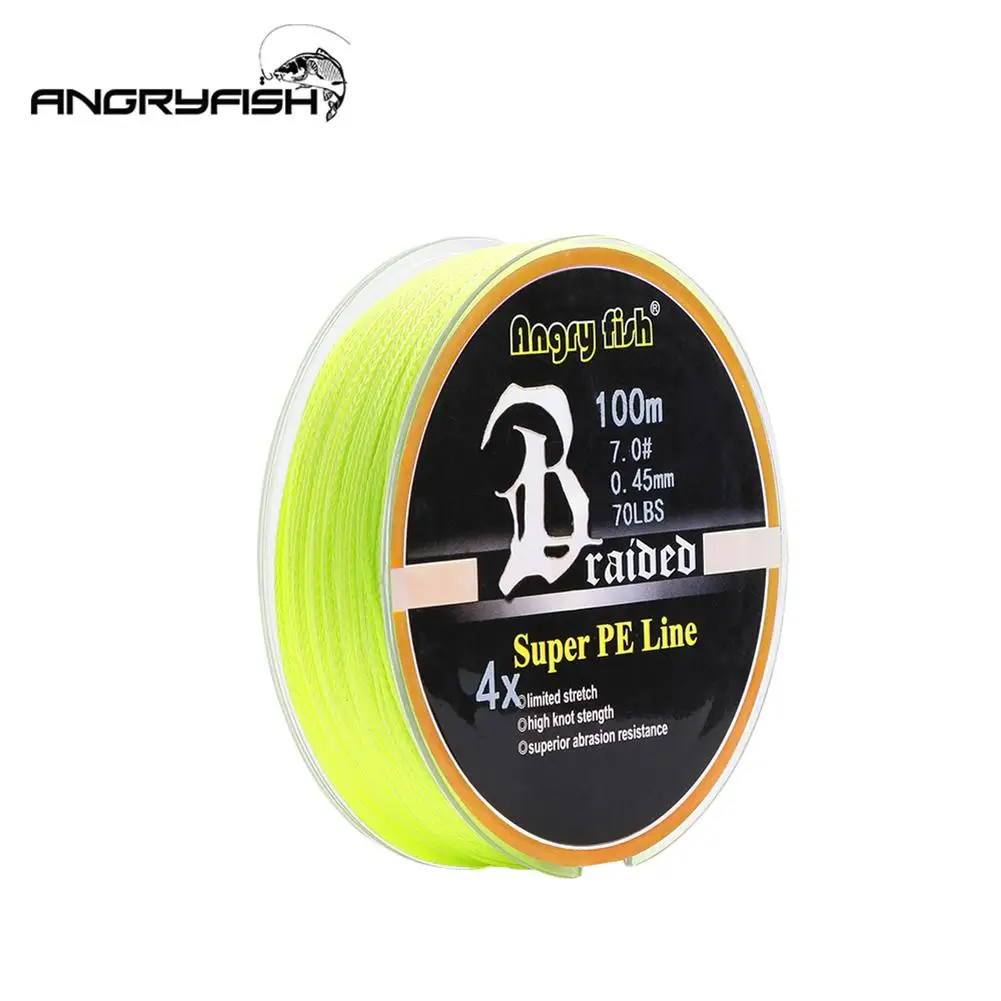 

ANGRYFISH Diominate PE Line 4 Strands Braided 100m/109yds Super Strong Fishing Line 10LB-80LB Yellow