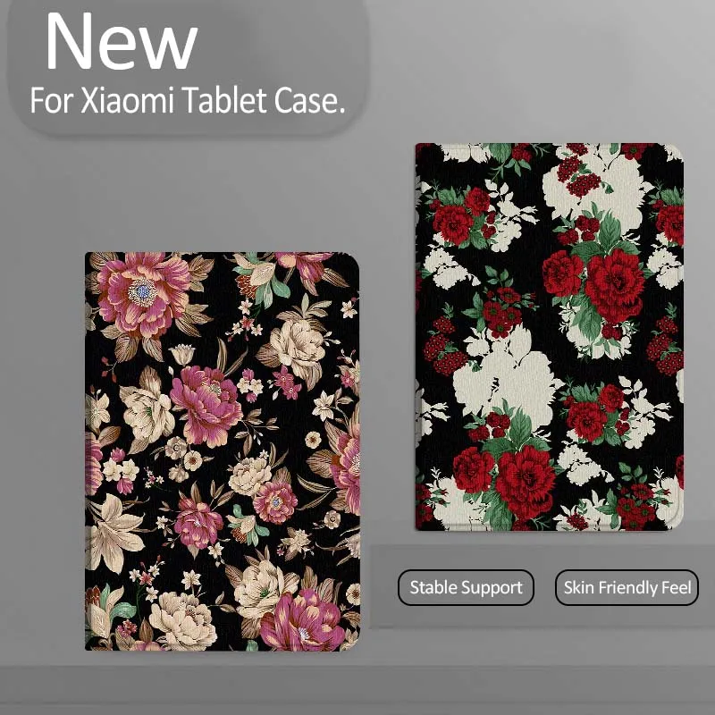 

Red Peony Floral Pattern Tablet Case For Xiaomi Redmi Mini Pad SE K 2 4 5 6 7 8 2023 2025 11 8.8 11.2 10.1 Pro Gift