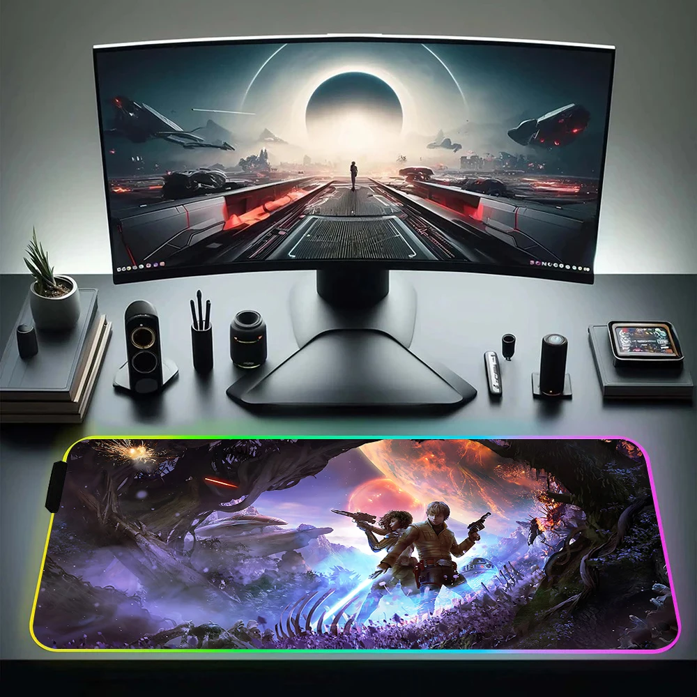 Imagem -04 - Star Wars Mouse Pad com Luz Led Rgb para Gamer Teclado Mouse Pad Borracha para Jogos de Computador
