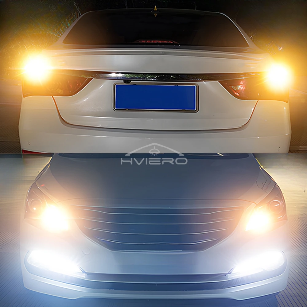 1pcs Auto Turn Signal Amber White Light 3030 35SMD LED T20 W21W Reverse Brake Bulb Canbus Led License Plate Product Accessories