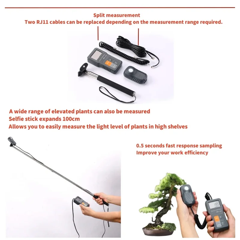 CQMF-AZ8583 풀 스펙트럼 광도계 PAR 미터 PPFD 식물 광합성 측정 조도계 플럭스 밀도계