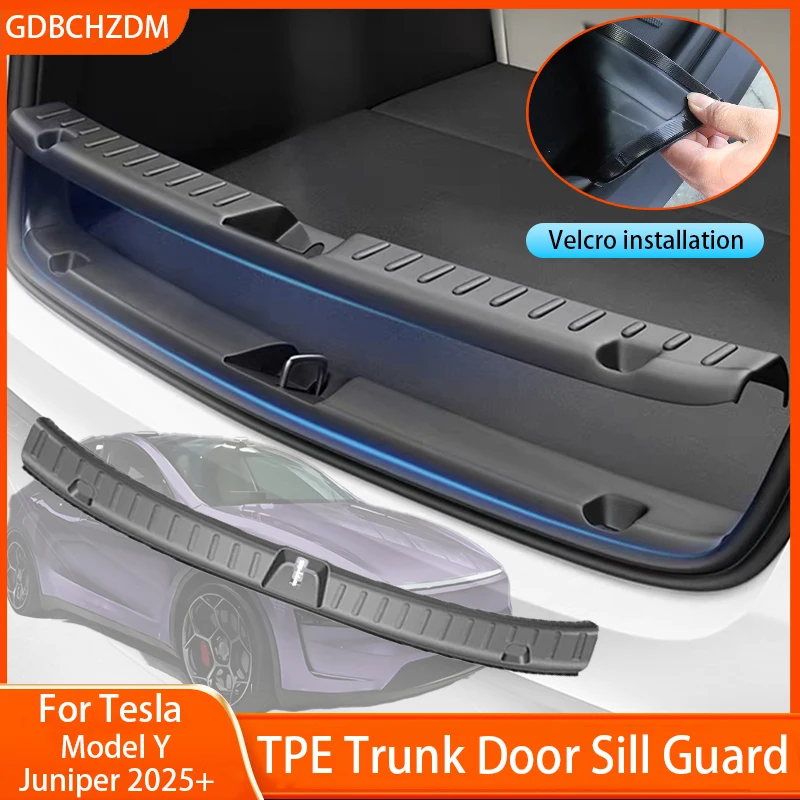 For Tesla New Model Y Juniper 2025+ Trunk Threshold Strip TPE Mats Sill Guard Rear Cargo Anti Scratch Protector Accessories