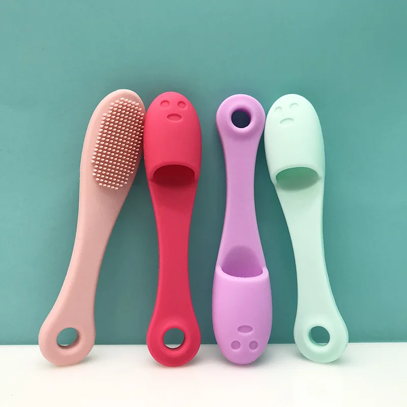 Nasal silicone nose brush for cleaning pores, facial wash brush with soft bristles, facial cleanser brush with soft finger cots,