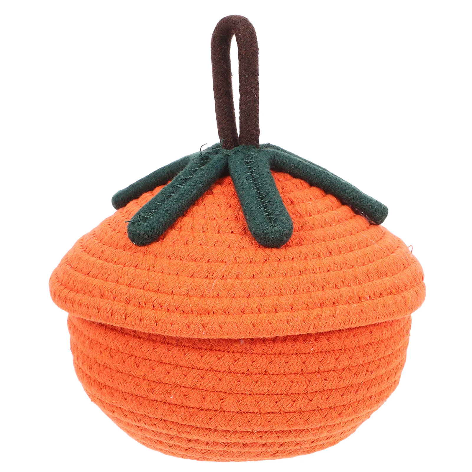 

Woven Storage Basket With Lid Handmade Cotton Rope Round Basket For Home Office Decor Fruit Snack Organization