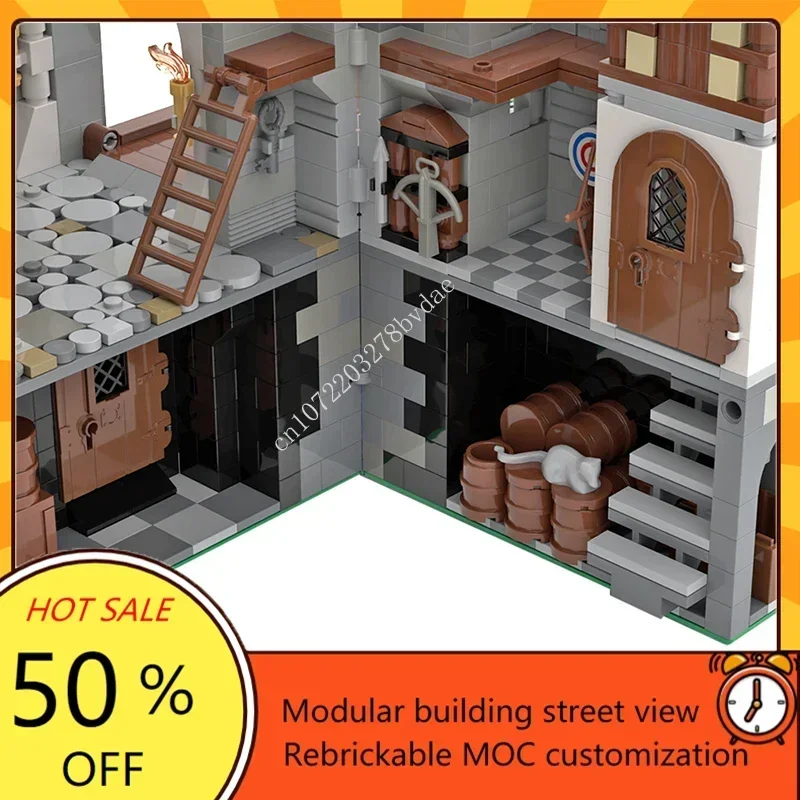 Château en pierre médiévale MOC, Architecture médiévale créative, modèle de château, Puzzle personnalisé, modèle d'assemblage, jouets, 5108 pièces