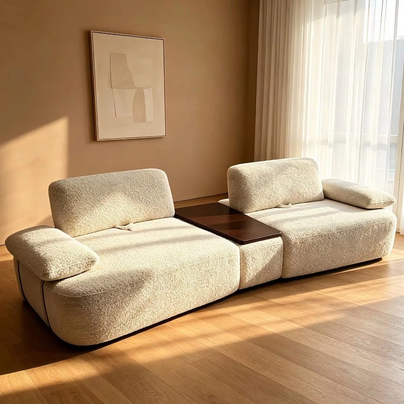 Modern living room sofa back adjustable fabric sofa with side table