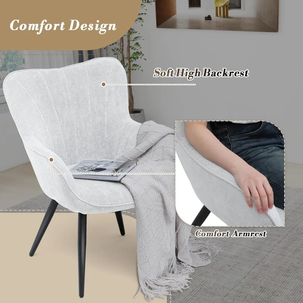 مجموعة Athena Collection Wingback Accent كراسي مكونة من قطعتين لغرفة المعيشة، كراسي قراءة منجدة من قماش الكتان للبالغين، ذراع مريح