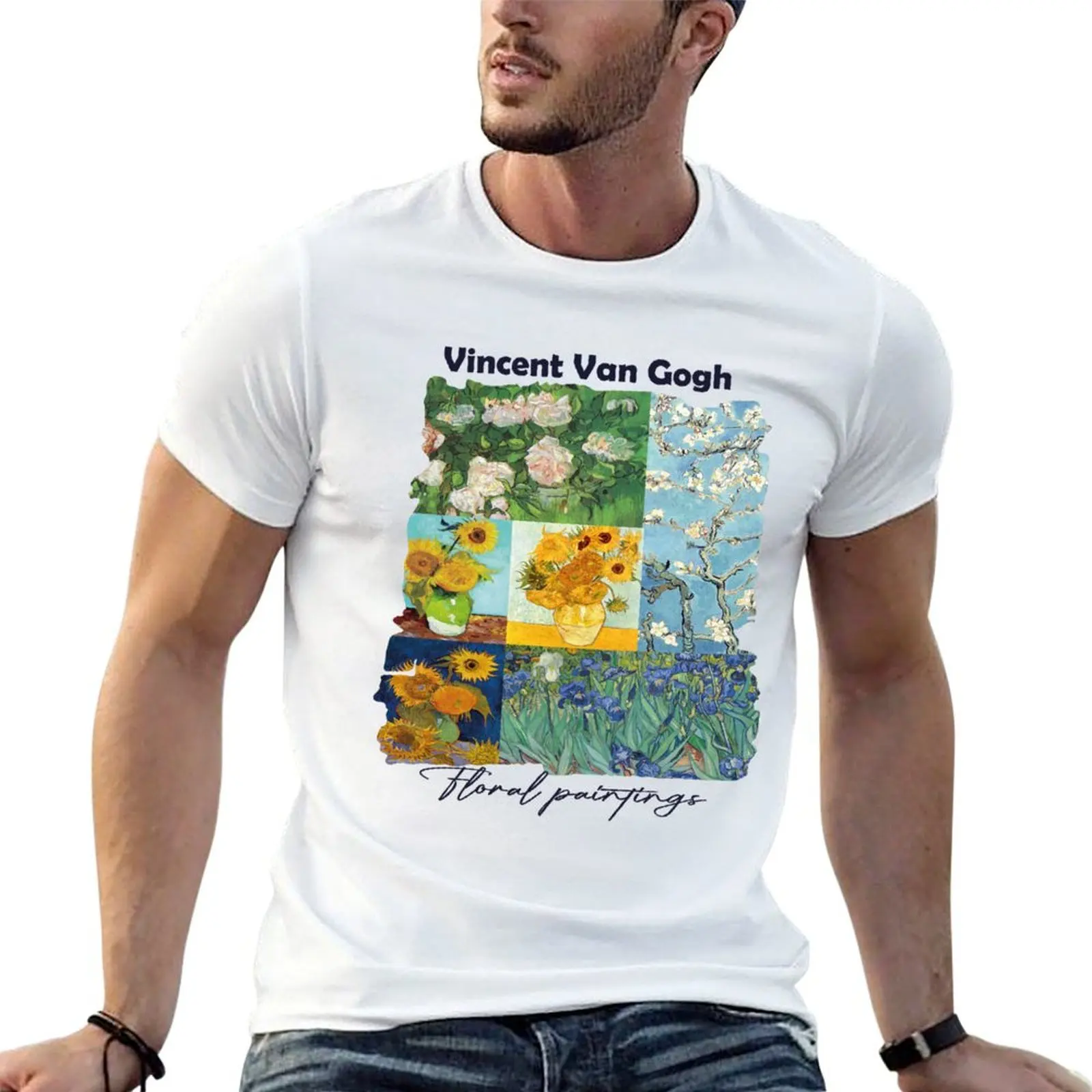 Floral Paintings Collage by Van Gogh T-Shirt Cool Dry Performance T-Shirt