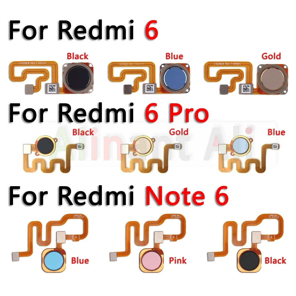 AiinAnt For Xiaomi Redmi Note 6 Pro Plus Prime Home Button Back Touch ID Finger Scanner Fingerprint Sensor Flex Cable