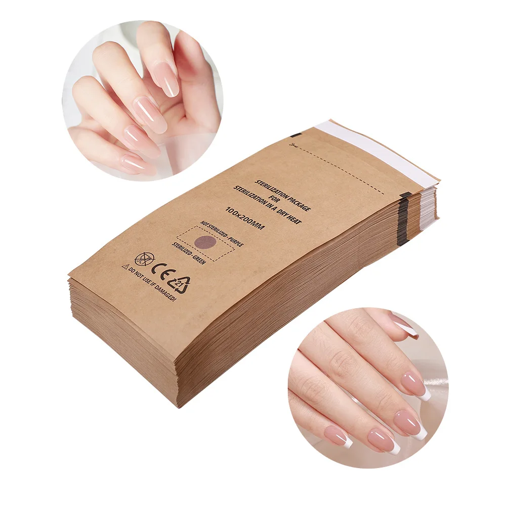 50/100 ชิ้นถุงกระดาษคราฟท์ทิ้งฆ่าเชื้อฆ่าเชื้อกระเป๋าเล็บเครื่องมือฆ่าเชื้อเล็บกระเป๋าฆ่าเชื้อกระเป๋า