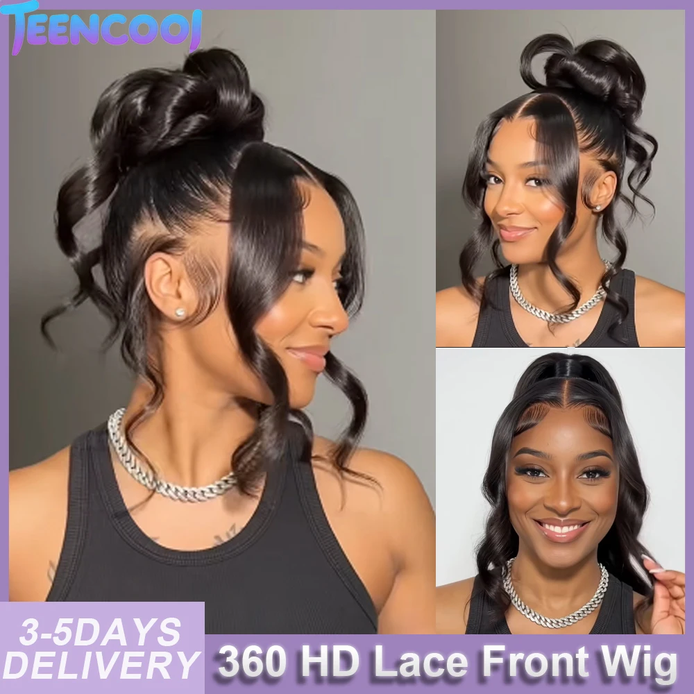 

32 34 36 Inch 360 Full Lace Wigs Human Hair Body Wave 360 HD Transparent Lace Frontal Curly Remy Hair Wig Brazilian Human Hair