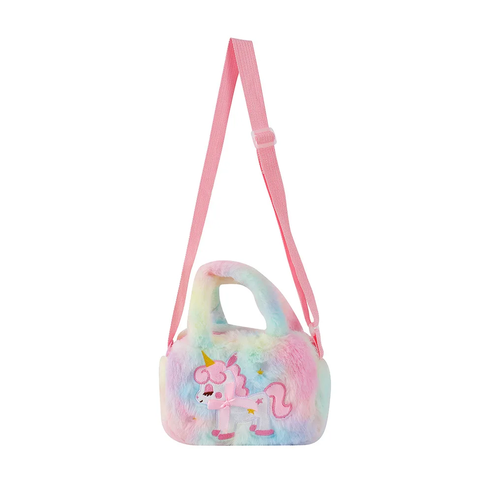 Kawaii Children\'s Cartoon Unicorn Crossbody Bag Cute Plush Shoulder Bag Girl Handbag Suitable For Party Holiday Gifts