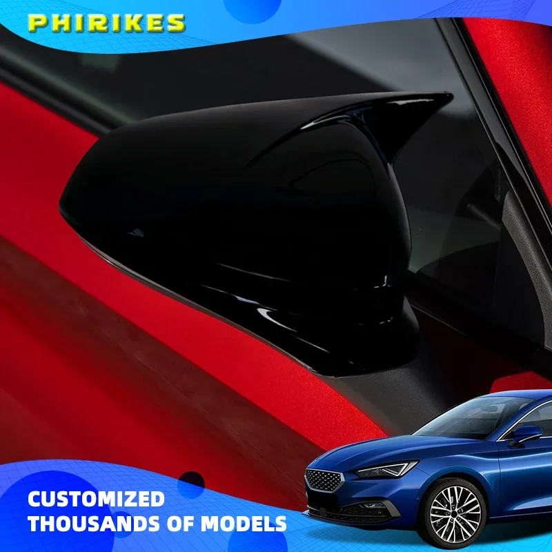 

Glossy Black/Carbon Fiber Look Rearview Wing Mirror Covers Caps For Seat Leon MK4 Cupra Formentor 2020-2024 Mirror Case Cover