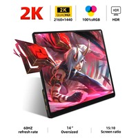 14 Inch 2K Portable Monitor 2160*1440 15: 10 IPS HDMI TYPEC  For Laptop XBox PS4/5 Switch Cell Phone Computer Extension Office