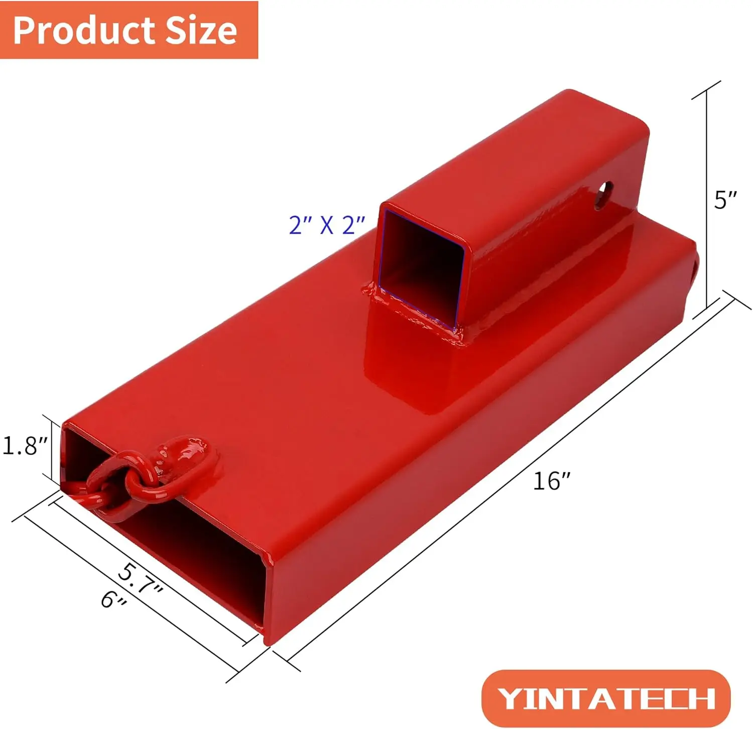 YINTATECH Forklift Hitch Receiver Pallet Fork Trailer Towing Adapter 2inch Extensions Red