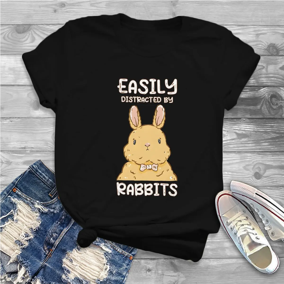 Easily Distracted Unique Polyester TShirt Rabbits T Shirt Stuff