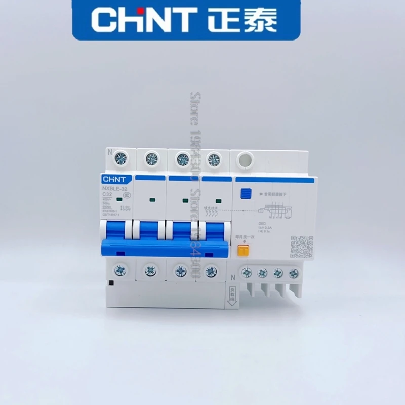 CHINT 300mA 0.3A RCBO NXBLE-32 NXBLE-63 2P 4P 3P+1N 10A 16A 32A 40A 63A 80A 100A 125A Residual Current Operated Circuit Breaker