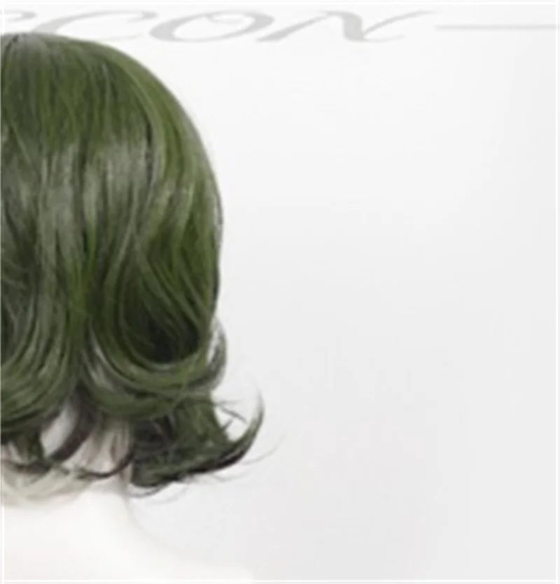 

Anime Game Charisma Cosplay Shu Torahime Dark Green Short Curly Hair White Highlights Wigs Handsome Synthetic Hair Halloween Cos