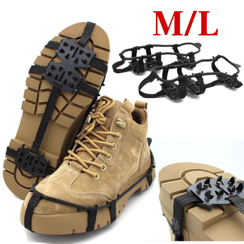 Climbing Crampons 24 Studs Over Shoes Covers Non-Slip Snow Spikes Grips Cleats Wear-resistant for Outdoor Winter Walking