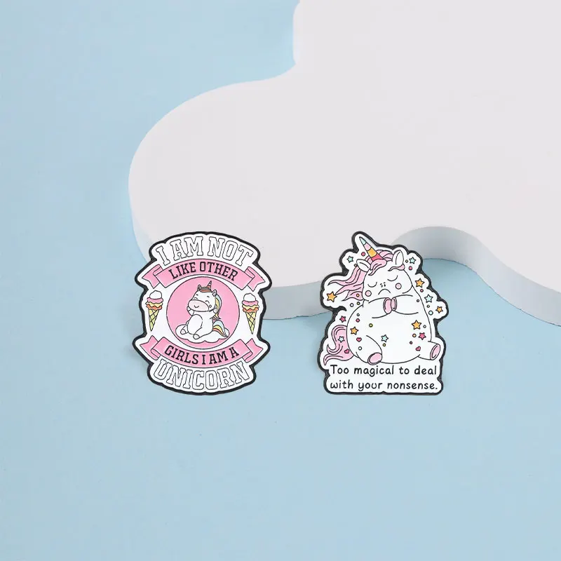 Magisches Einhorn-Geister-Hexen-Emaille-Abzeichen, lustiges Zitat, Cartoon-Anstecknadel, dekorative Brosche, Schmuck, Geschenk für Freunde – Detail 6