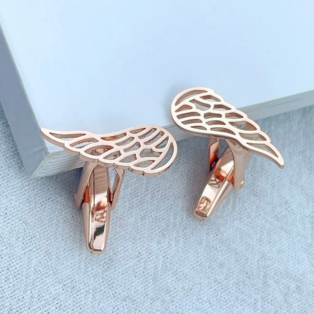 

Exquisite Angel's Wing Cufflinks Stainless Steel Feather Cuffs Button for Mens Husband Shirt Sleeves Buttons Wedding Jewelry