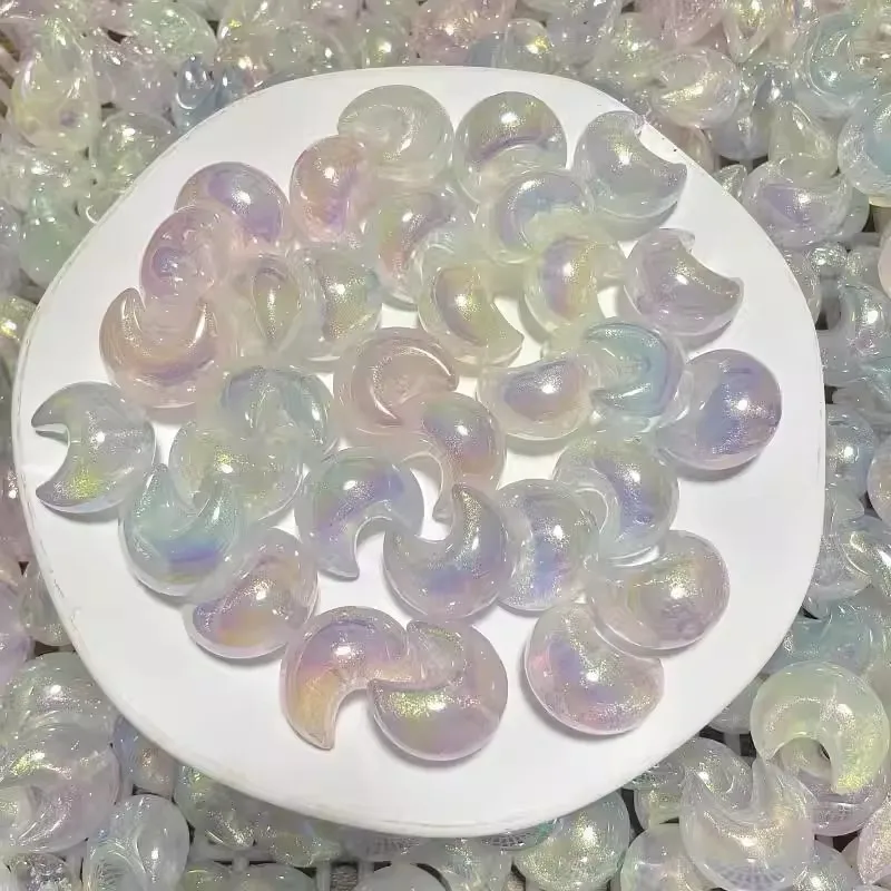 Luminous Flashing Meteor Moon Side Hole Loose Beads DIY Mobile Phone Chain Keychain Car Hanging Jewelry Accessories Material
