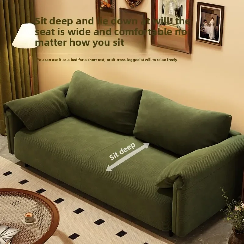 Internet Celebrity Fabric Sofa Living Room New Medieval Small Apartment Rental House Homestay Straight Row Two Or Three Sofa