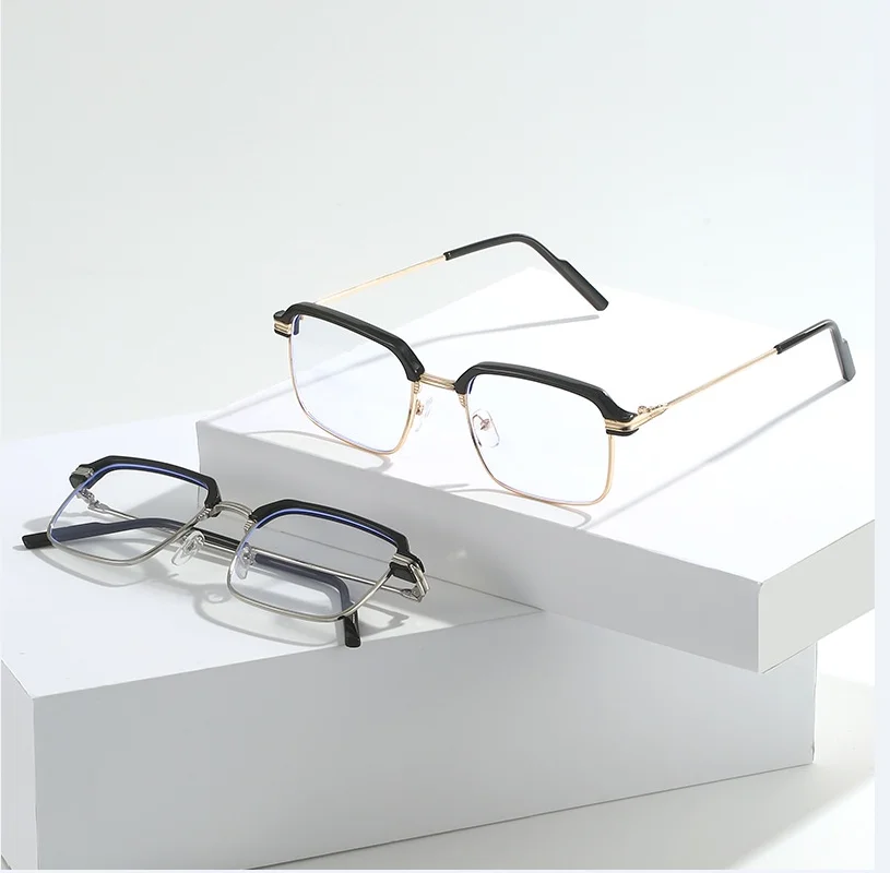 Photochrome Anti Strahlung Gläser Koreanische Quadratische Metall Männer Frauen Brillen Mode Anti Blaues Licht Glas Schatten – Detail 5