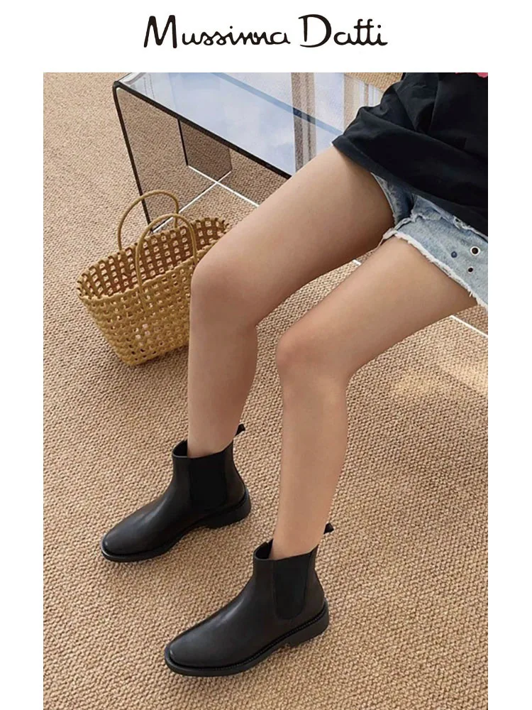 Murrinna Daffi Chelsea Boots Genuine Leather Ankle Boots for Women Winter Female Autumn Fashion Black Booties Women Shoes