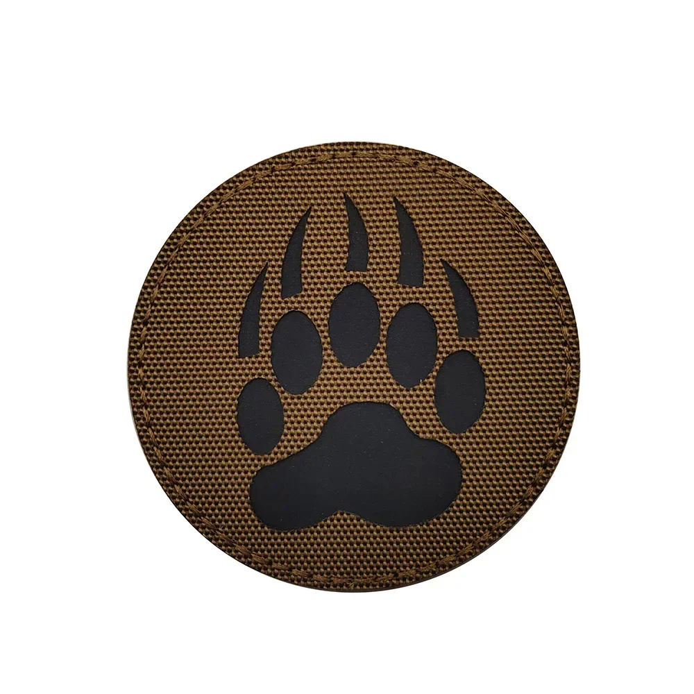 Bear Paw Morale Badge Infrared Reflection Hook and Loop Patches Tactical Armband Outdoor Equipment Backpack Decoration Stickers