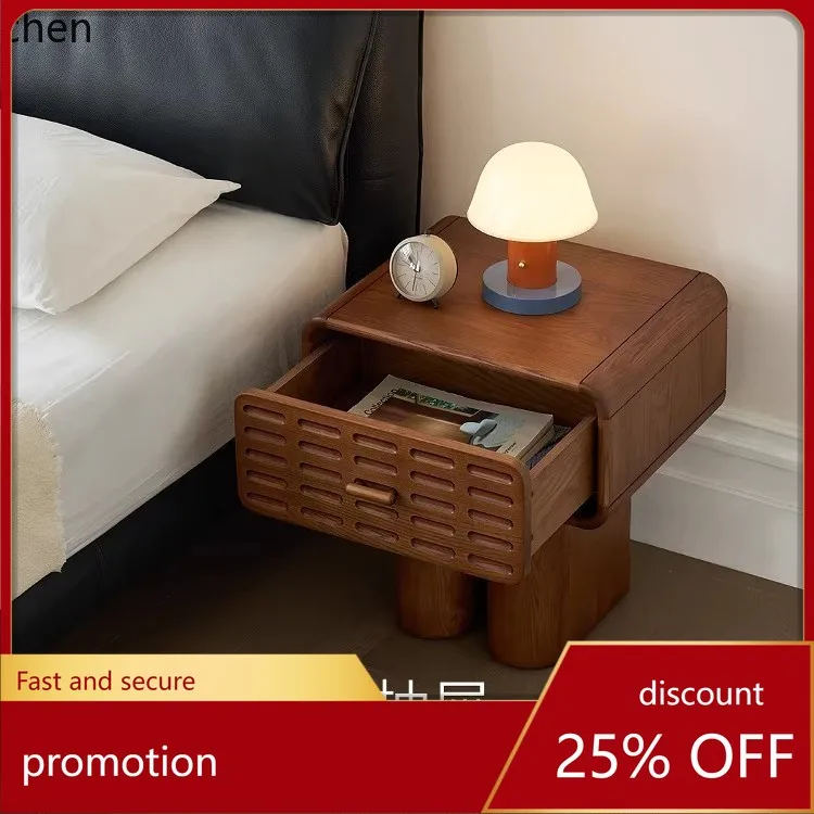 

Hxl solid wood nightstand bedroom creative bedside cabinet with drawer