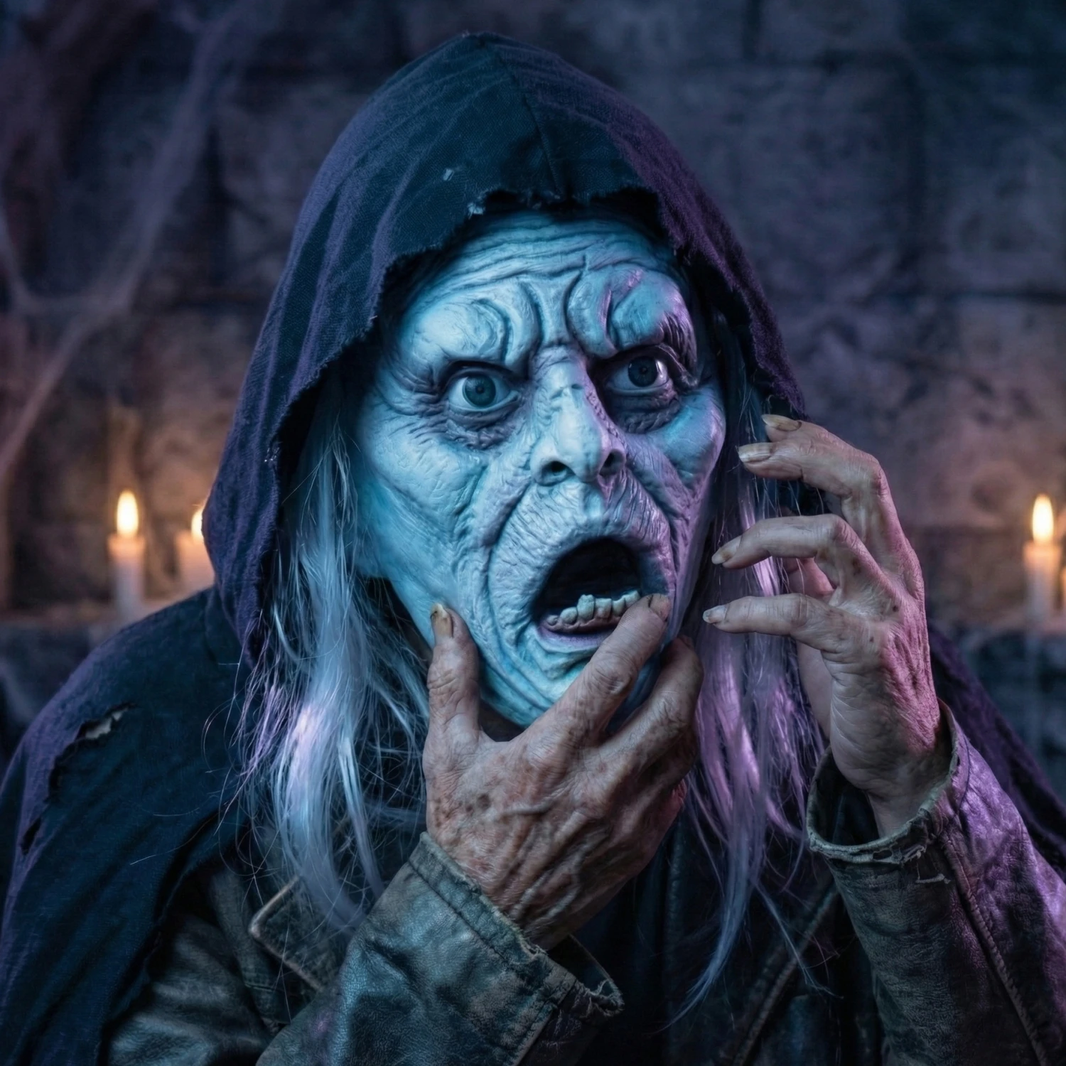 Adulto unissex branco careca congelado máscara fantasma assustador velho traje de halloween acessório masculino aparelho gelo zumbi para festa