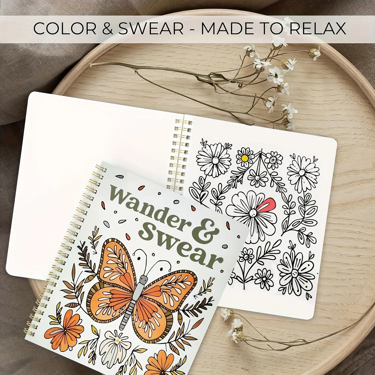 

Ancient Magic Coloring Book With Intricate Golden Butterfly Cover & Mystical Symbols - Old Witch Spells Book For Wiccan