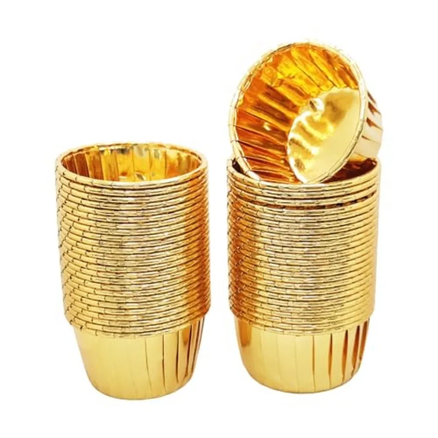 3.5 Oz Cupcake Baking Cups, Disposable Aluminum Metallic Foil Muffin Liners for Baking, Party, Wedding, Holiday