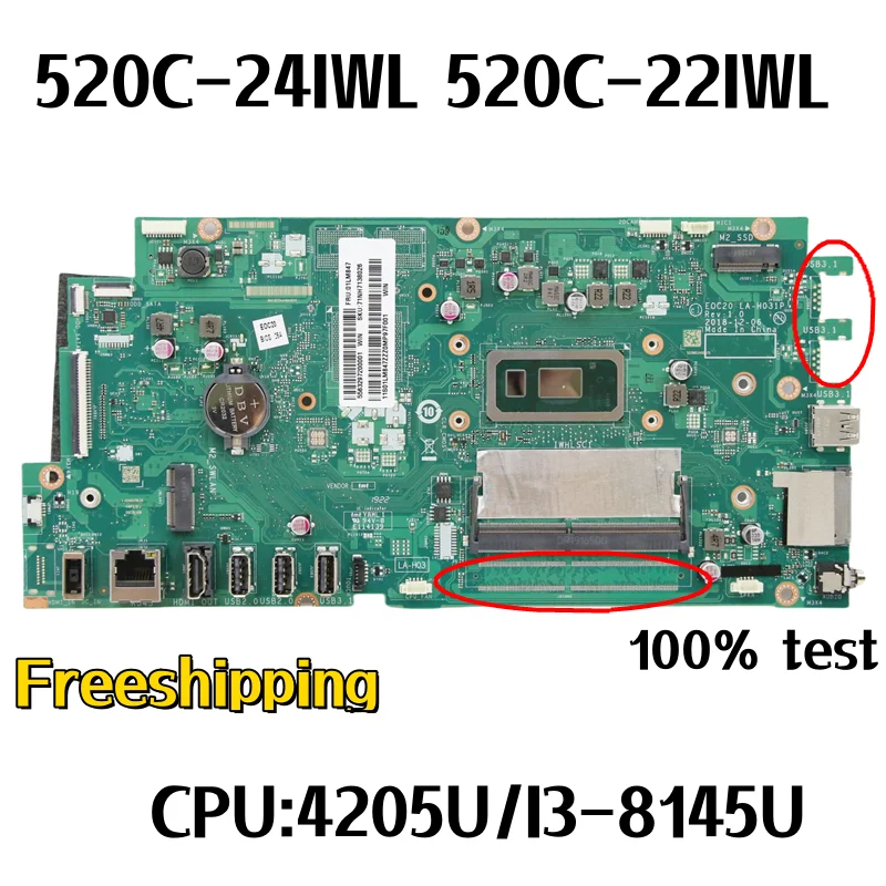 

E0C20 LA-H031P For Lenovo IdeaCentre 520C-24IWL 520C-22IWL AIO Motherboard CPU:4205U/I3-8145U Mainboard 100%Tested Fully Work