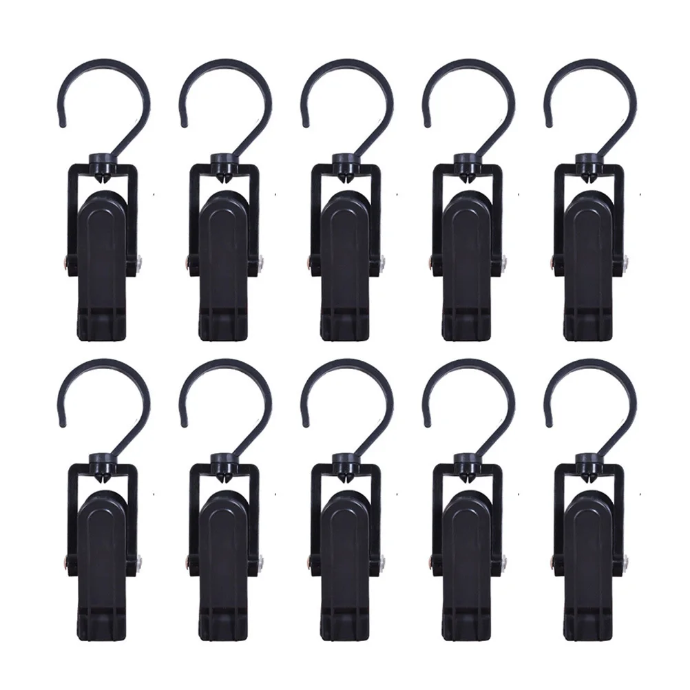 

10Pcs Plastic Hooks 360 Degree Rotatable Clever Clips Strong Multifunctional for Home Office Workshop Black Plastic Hooks