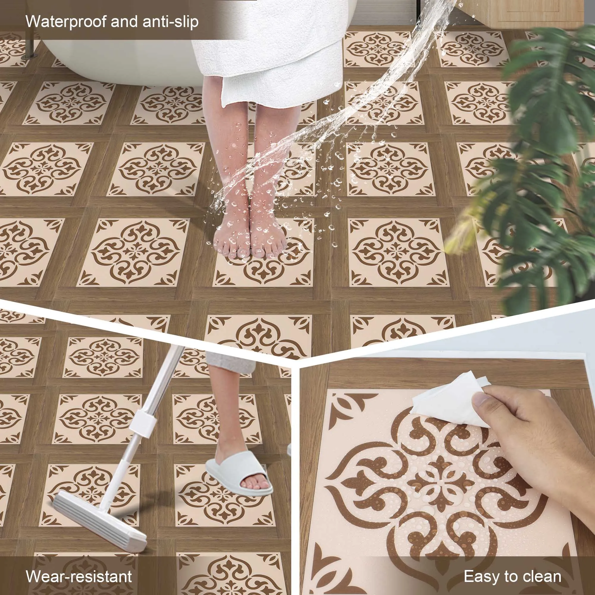 11.8 in. x 11.8 in. Wood Grain PVC Floor Tiles for Bedrooms, Self-adhesive (10-Pack)for US