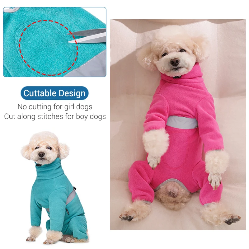 Autumn Winter Clothes for Small Dogs Soft Warm Polar Fleece Pet Jumpsuit Reflective Fully Closed Stomach Coat for Boy Girl Dogs