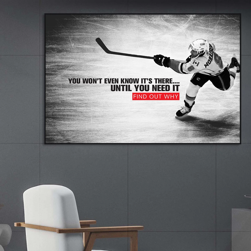 Ice Hockey Athlete Poster Modern Sport Wall Art Canvas Painting Print Inspiring Quotes Pictures Home Office Room Decor Cuadros