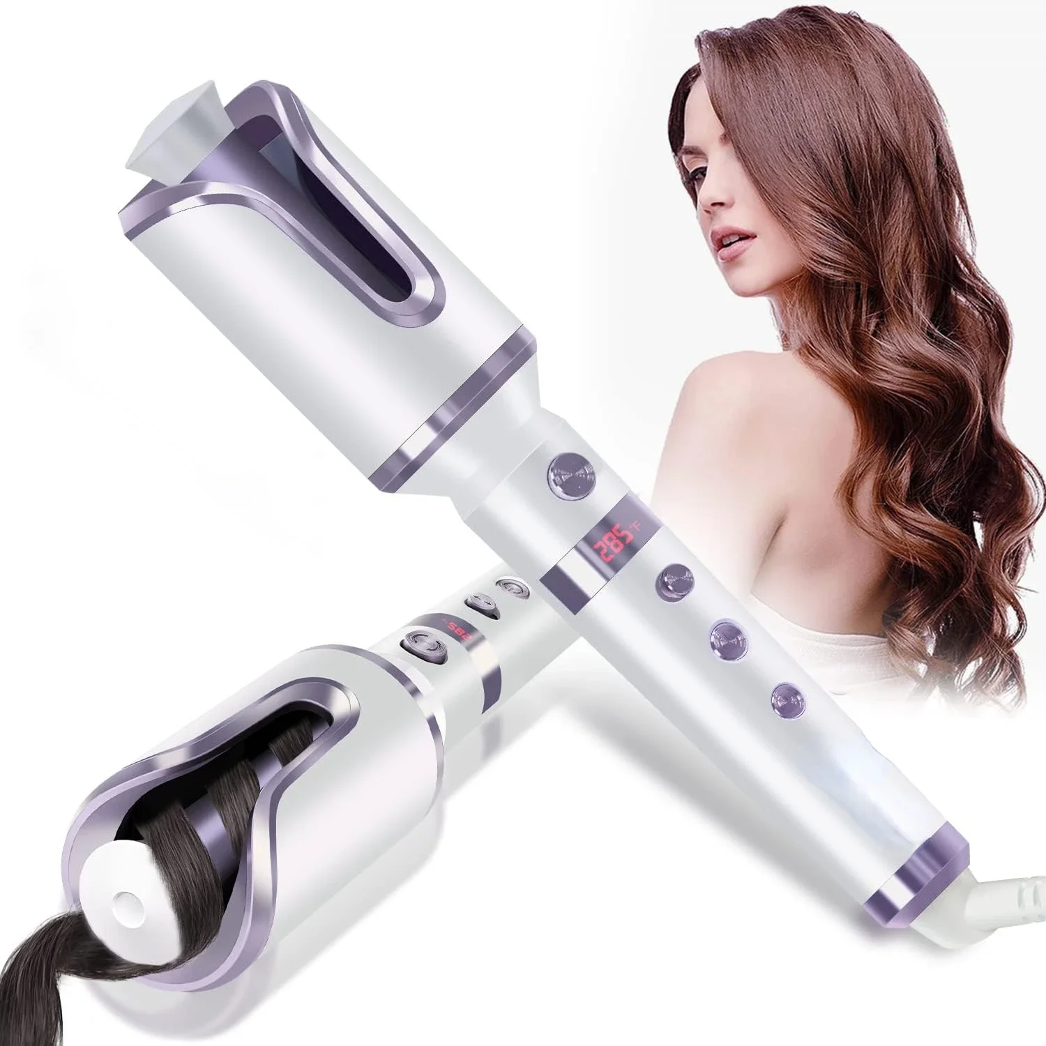 

Auto Hair Curler, Automatic Curling Iron Wand with 1" Large Rotating Barrel & 6 Temps & 3 Timer Settings, Curling Ir