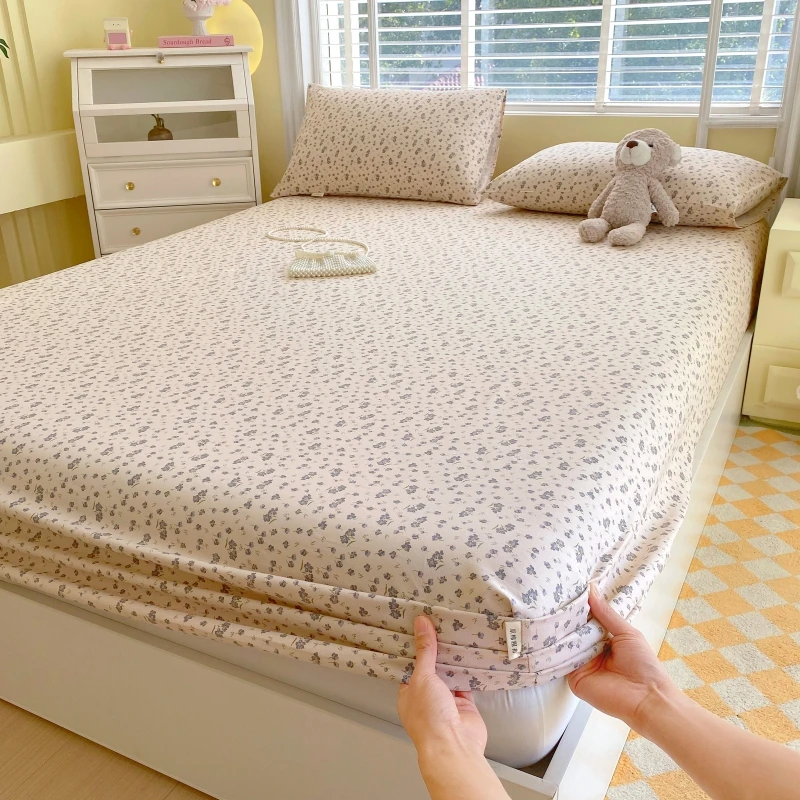 Bed Sheets Fitted Sheet Non Slip Cotton 침대패드 Bedspread With Elastic Band Mattress Cover (no Pillowcase) Double Queen Bed Sheets