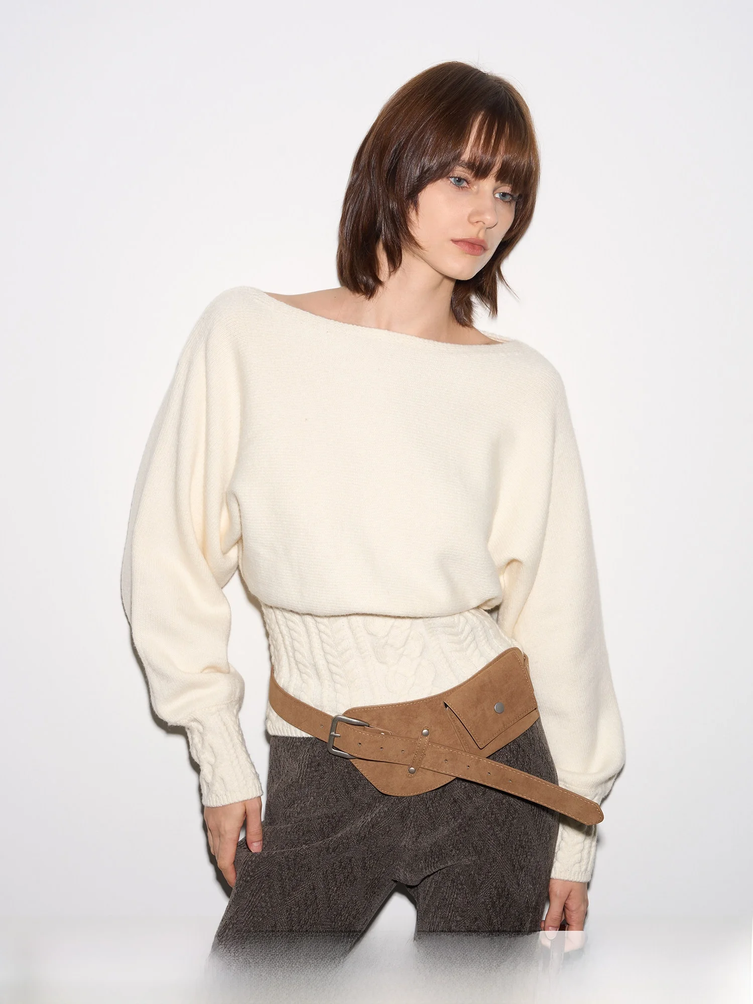 

Billconch Women's Slim Fit Knitted Sweater One oulder Design Camere Blend Warm Thi Autumn Winter Faion Commute Sle